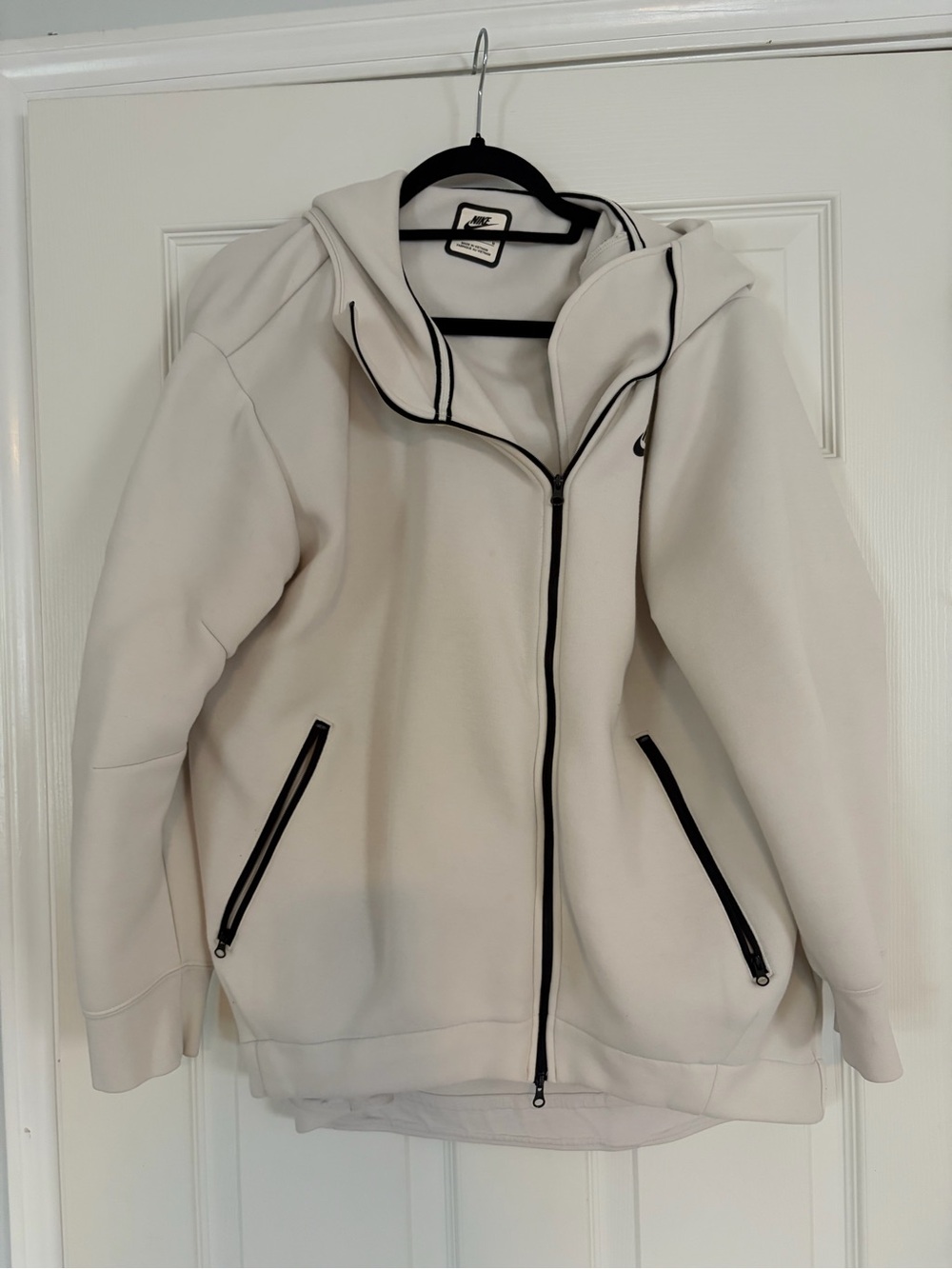 Nike Women’s Cream Hooded Bomber Jacket with Black Trim